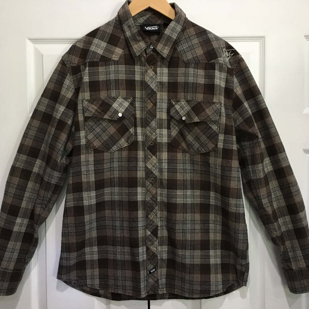VANS Pearl Snap Button Down Long Sleeve Shirt